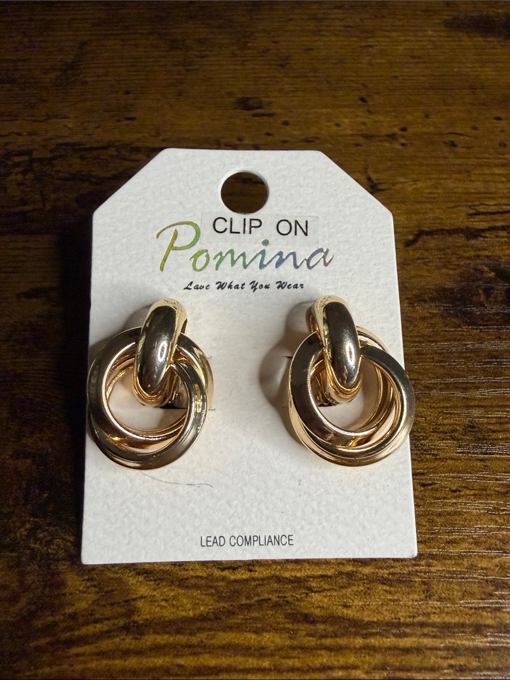 Pomina Gold-Tone Interlocking Clip-On Earrings